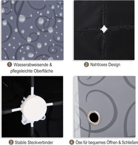 Homcom Szafa na Ubrania Garderoba Półki Wieszak 2+6 Kostek PP Czarny Biały Praktyczna 111x47x145cm | Aosom PL