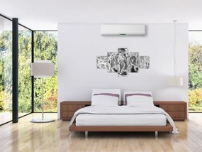 Obraz - Zmarznięte liście, czarno - biały (125x70 cm)