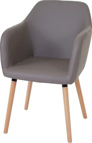Krzesło do jadalni Vaasa T381,  imitacja skóry, taupe-szary, jasne nogi