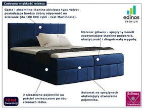 Granatowe łóżko kontynentalne z pojemnikiem 5 rozmiarów N0-R54