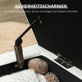 HOMCOM Puf z funkcją przechowywania, drewniane nogi, miękki materiał, Kremowy