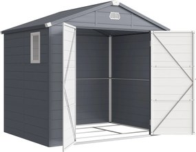 Outsunny Szopa na narzędzia, domek ogrodowy z oknem wentylacyjnym, plastik, metal, 240 x 190 x 228, szary