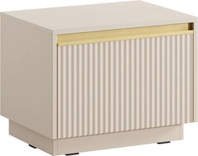 Ryflowana szafka nocna Royal S54 stojąco/wisząca, kolor beż piaskowy