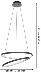 Czarna lampa wisząca LED ø 55 cm RUOTALE – EGLO