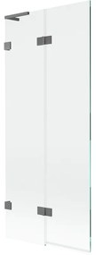 Mexen Lunar L parawan nawannowy 2-skrzydłowy lewy 80 x 150 cm, transparent, gun metal - 897L-080-100-95-00-L