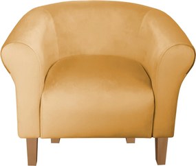 Fotel Milo tkanina Welur wygodny fotel tapicerowany do salonu i sypialni : Kolor nogi - Drewno, Kolor tkaniny - VELVET - MG15, Wysokość nogi - 15 cm