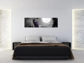 Obraz - Nocna sowa, fioletowa sowa (170x50 cm)