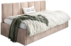 Beżowe welwetowe łóżko sofa Golones 7X - 4 rozmiary