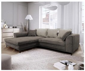 Rozkładany narożnik w kształcie L z pojemnikiem LAGOA lewy taupe/szary