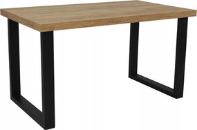 Stół prostokątny rozkładany 90x160/260 dąb craft + czarne nogi metal