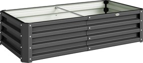 Outsunny Podwyższona Grządka Odporna na Warunki Atmosferyczne z Ocynkowanej Stali z Otwartą Podłogą 120x60x30.5cm Szara | Aosom PL