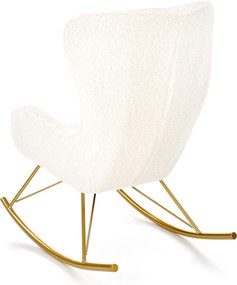 Nowoczesny fotel bujany na złotych płozach Liberto