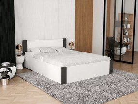 Łóżko drewniane Sovi 120/140/160/180x200 białe z wstawkami sosna / czarne
