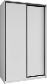 Szafa Przesuwna NISSE 120 cm Szafa Dwudrzwiowa z Szufladami Biała / Czarne Profile