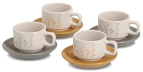 Zestaw do espresso FLOWERS, 4 filiżanki ze spodkami, 70 ml