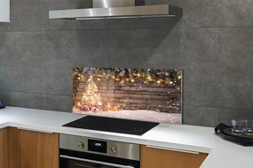 Szklany Panel Ośnieżona Choinka i Dekoracje