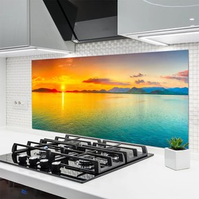 Szkło do Kuchni na Ścianę Blask Słońca na Morskiej Tafli