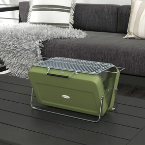 Outsunny Grill Stołowy z Rusztem Zielony 47x30x28cm | Aosom PL