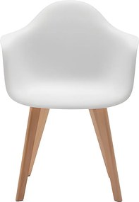 Zestaw 6 krzeseł z podłokietnikami VIXI - Polipropylen i buk - Białe