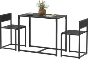 3-częściowy zestaw wysokiego stołu HOMCOM, zestaw 3-częściowy, 2 krzesła, 1 stół, 90 cm x 47 cm x 76 cm, czarny