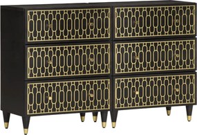 Czarna drewniana komoda z szufladami retro N6-T38