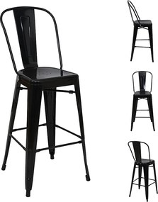Metalowy stołek barowy MCW-A73 (zestaw 4 sztuk),  czarny