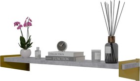 Nowoczesna półka ścienna złoty + beton F9-E65