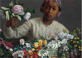 Obraz - Frédéric Bazille, Young Woman with Peonies, reprodukcje (70x50 cm)