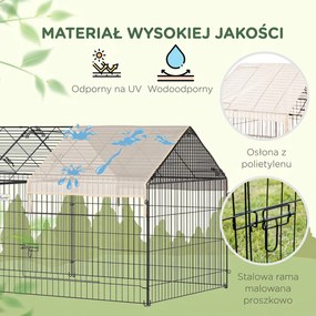Wybieg dla królików z osłoną UV metalowa klatka ogrodowa beżowa przestronna Aosom PL