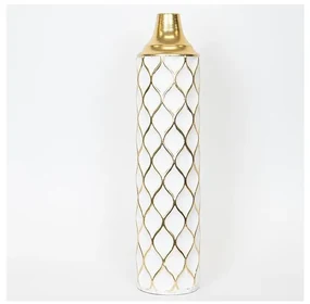 Wazon metalowy 60,5x14 cm biały/złoty