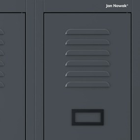 Szafka pracownicza metalowa antracytowa: czterokomorowa KACPER II, 600 x 1800 x 500 mm