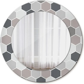 Lustro dekoracyjne okrągłe Sześciokątny wzór