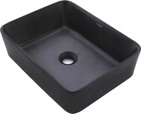 Umywalka nablatowa ceramiczna matowa czarna stawiana na blat prostokątna