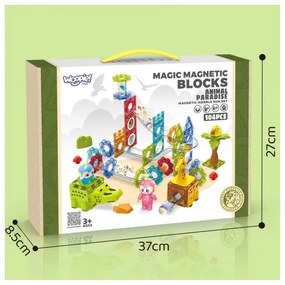 Woopie klocki magnetyczne tor kulkowy zwierzęcy raj 104 el.