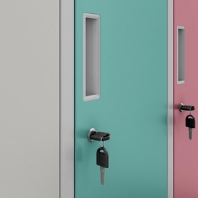 Szafka szkolna BHP 6-komorowa szaro-pastelowa, 900x1500x450 mm: IGOREK