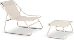 Fotel Ogrodowy KALISTA z Podnóżkiem Beżowy Nowoczesny