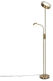 Lampa stojąca brązowa z LED i ściemniaczem z lampką do czytania - Kelso Retro Oswietlenie wewnetrzne