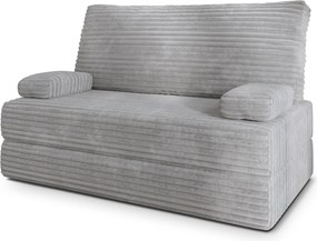 Masseno Sofa piankowa LADIA z funkcją spania, Kanapa z pianki do salonu, Bezmontażowa, Tkanina sztruksowa – Jasnoszary TILIA 86