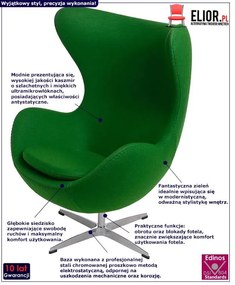 Zielony obrotowy fotel jajo wypoczynkowy - Arha 2