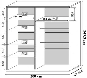 Biała szafa przesuwna 200 cm - Savona 2X