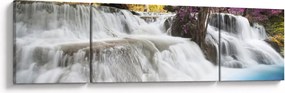 Obraz wodospadu Erawan w lesie (170x50 cm)
