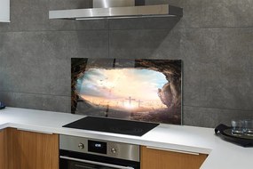 Szklany Panel Jaskinia i Lot Ptaków nad Krzyżami