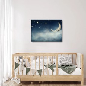Obraz na szkle - Księżyc z gwiazdami (70x50 cm)