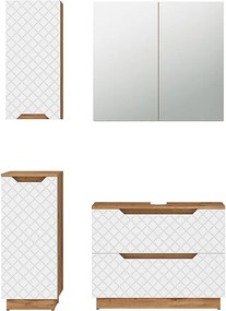 Zestaw mebli łazienkowych dąb/biały ze strukturą płytek 79.6x32x62.5 lotta
