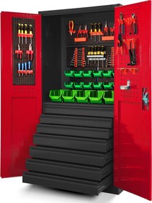 Szafa warsztatowa z szufladami Darek 92x50x185 cm antracyt/czerwony