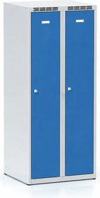 Metalowa szafka ubraniowa S7, 2-drzwiowa, 1500 x 600 x 500 mm, demontaż, zamek obrotowy, drzwi niebieskie