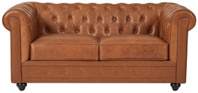 Kanapa 2-osobowa z camelowej skóry bydlęcej - CHESTERFIELD