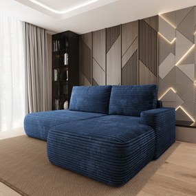 Masseno Narożnik AVINI z funkcją spania i pojemnikiem na pościel Narozniki L, Rozkładana sofa - Niebieski, TILIA 77