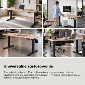 Duże biurko sit-stand do pracy Aria 160×80 cm, dąb sonoma/antracyt