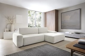 Narożnik BOULI Lewostronny z Elektryczną Regulacją wolnostojący tkanina Raven 21 Biały DOMO HOME